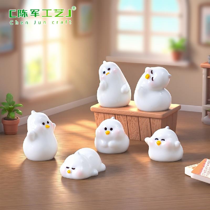 Phụ Kiện Tiểu Cảnh 微景观创意可爱搞怪小白鸭公仔娃屋DIY装饰品配件迷你车载小摆件