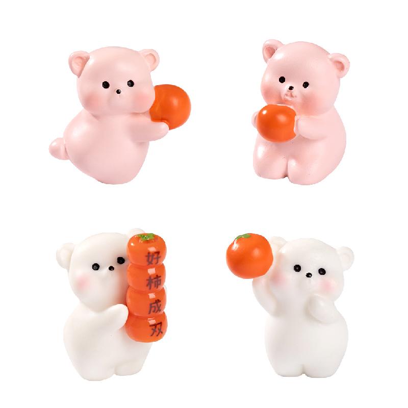 Tiểu cảnh hai chú gấu may mắn DIY, phụ kiện treo xe tiểu cảnh mini dễ thương (ZC-738)