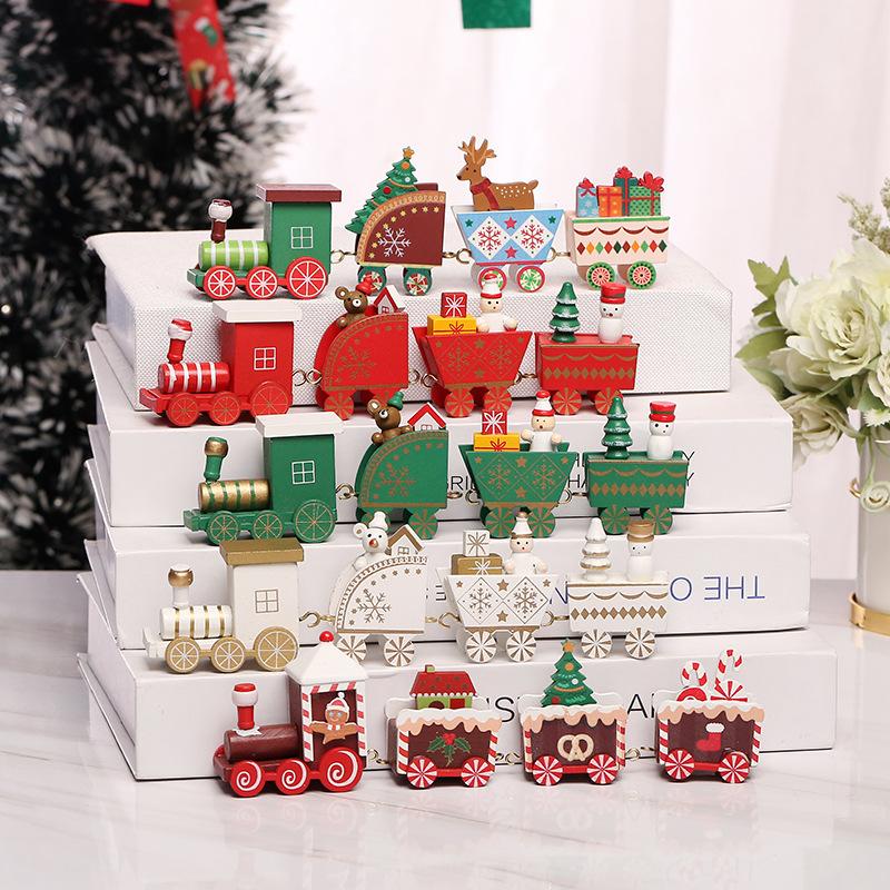 Trang Trí Noel Trang trí Noel: Tàu hỏa gỗ, trang trí đáng yêu cho trẻ nhỏ
