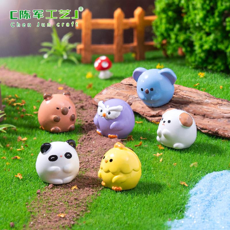 Phụ Kiện Tiểu Cảnh 微景观创意可爱圆嘟嘟熊猫小狗小动物 DIY装饰配件迷你桌面小摆件