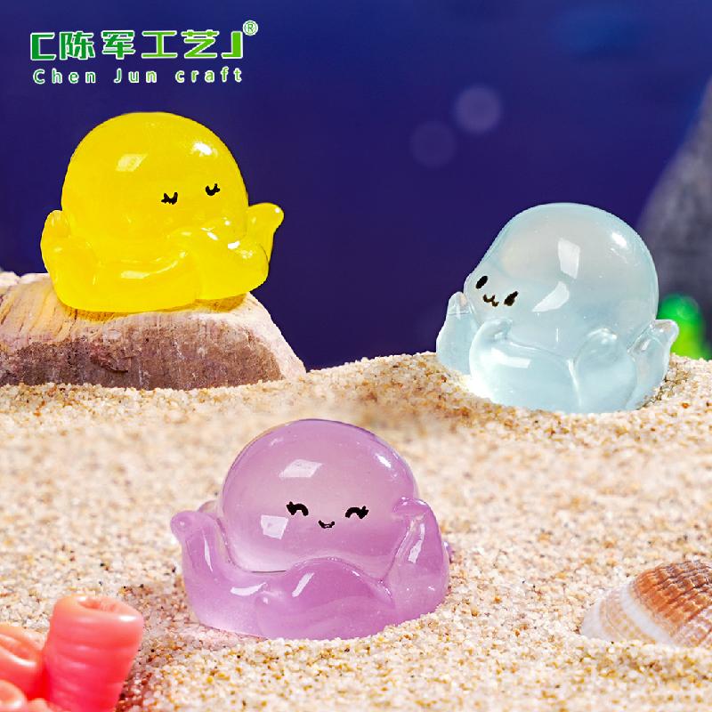 Phụ Kiện Tiểu Cảnh 微景观创意夜光小章鱼鱼缸水族造景 DIY装饰品配件迷你树脂小摆件