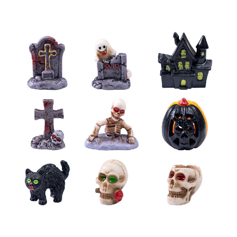 Cặp xương sọ Halloween, tiểu cảnh DIY, phụ kiện bàn mini đáng yêu (ZC-97)