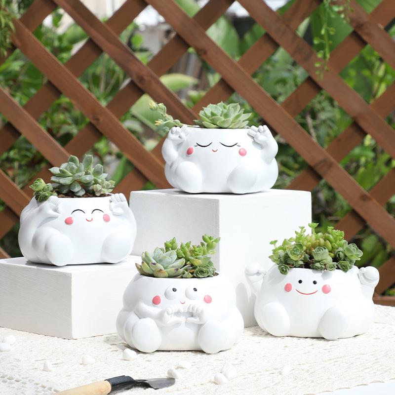 Chậu Cây Resin Chậu cây hình đám mây resin, chậu mọng nước mini, trang trí bàn, sân vườn và ban công (RG-217)