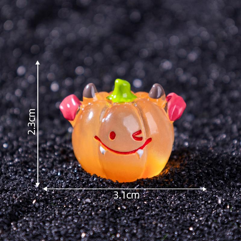 Tiểu cảnh Halloween bí ngô phát sáng DIY, phụ kiện treo tiểu cảnh mini resin đáng yêu (ZC-837)