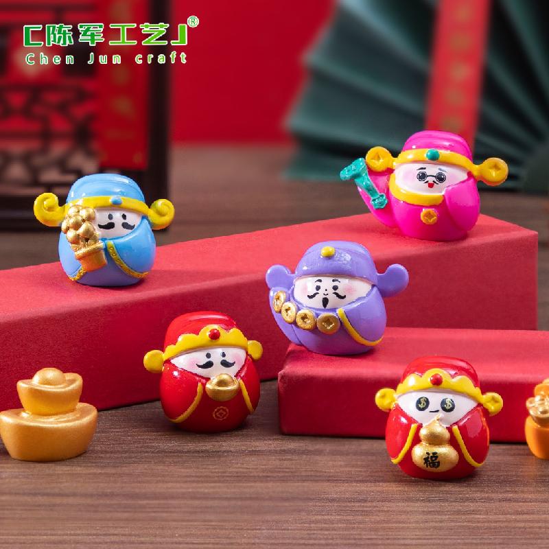 Phụ Kiện Tiểu Cảnh 微景观创意财神爷达摩招财公仔DIY装饰品配件迷你车载桌面小摆件