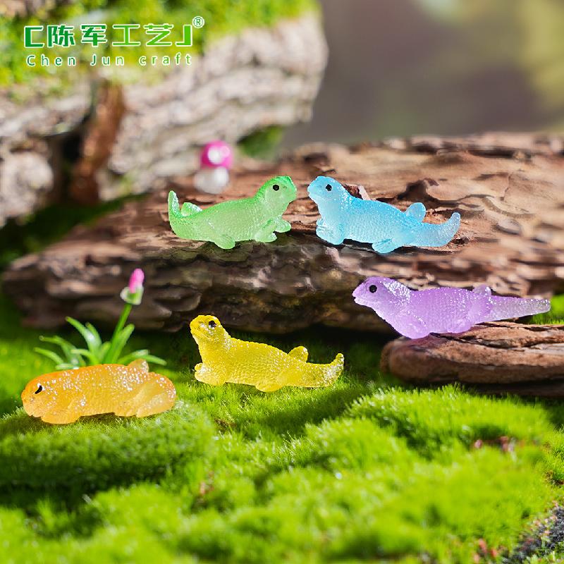 Phụ Kiện Tiểu Cảnh 跨境外贸苔藓微景观夜光写实蜥蜴园艺造景 DIY装饰配件迷你小摆件