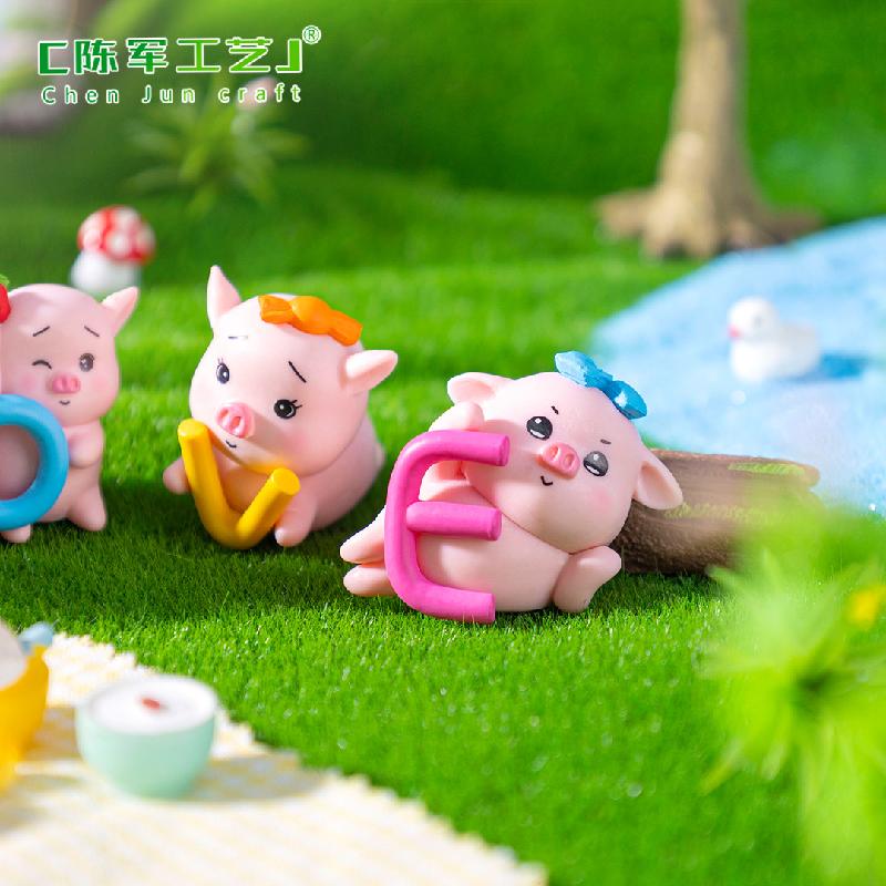 Phụ Kiện Tiểu Cảnh 微景观创意字母LOVE小猪园艺造景 DIY装饰配件迷你车载桌面小摆件