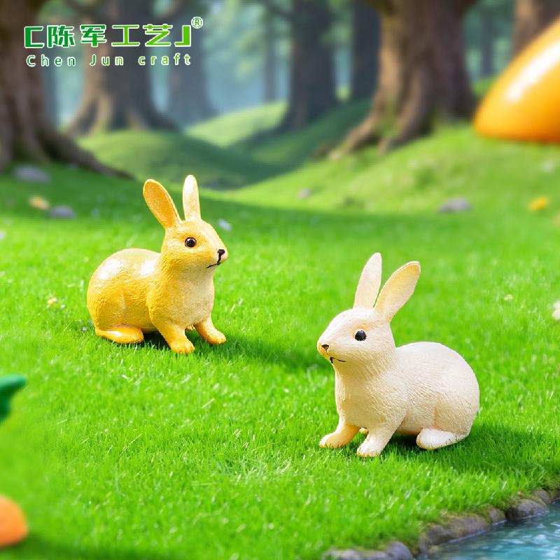 Phụ Kiện Tiểu Cảnh Tiểu cảnh thỏ chạy và thỏ ngồi trang trí cây mọng nước (ZC-649)