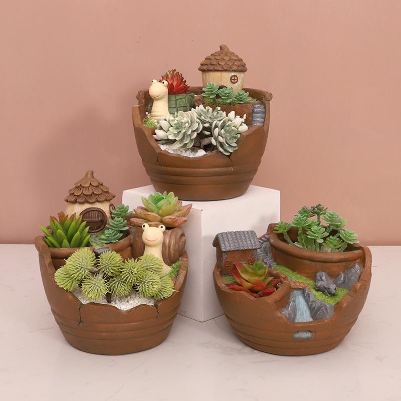 Chậu Cây Resin Chậu cây mọng nước treo phong cách vườn trên không, chậu resin hoạt hình, trang trí ban công (RG-157)
