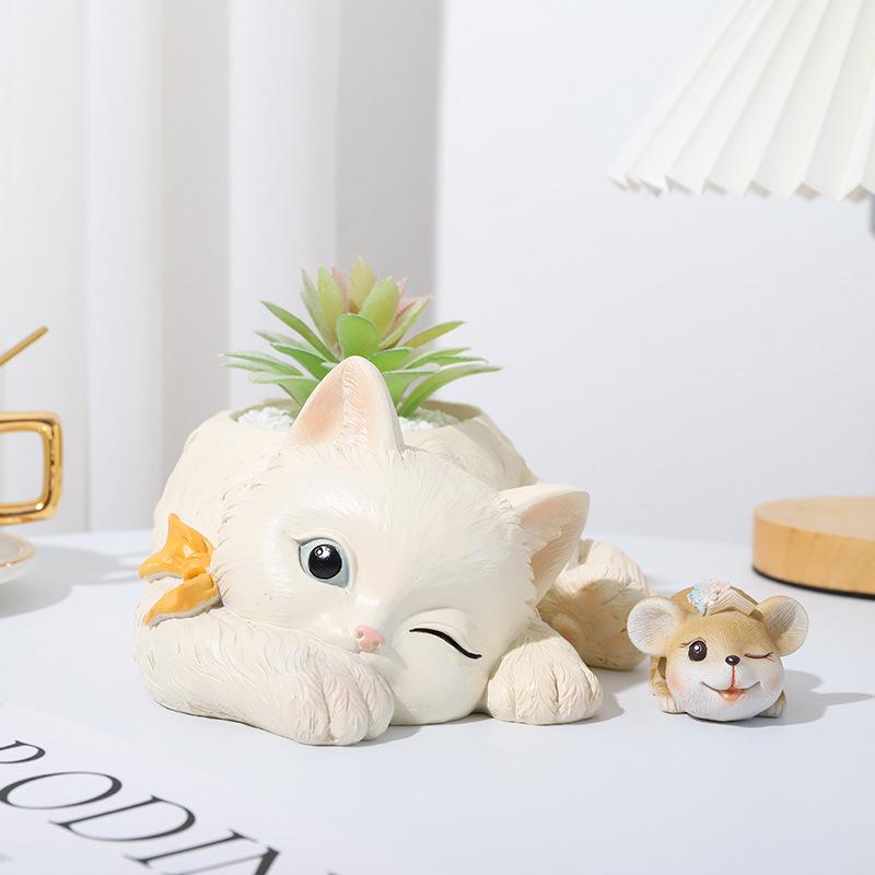 Chậu Cây Resin Chậu cây mọng nước resin hoạt hình, chậu mini để bàn, trang trí cây xanh và tiểu cảnh (RG-181)