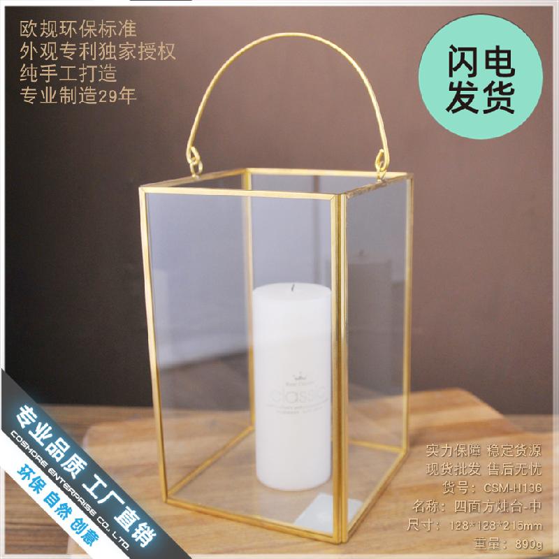 Chậu Đa Giác Đèn nến kính phong cách Bắc Âu cổ điển (DG-112)