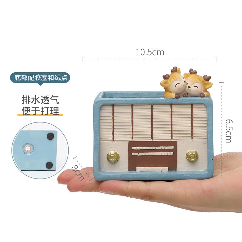 Chậu Cây Resin Chậu cây mọng nước resin vintage, chậu mini để bàn, đồ thủ công trang trí nhà (RG-49)