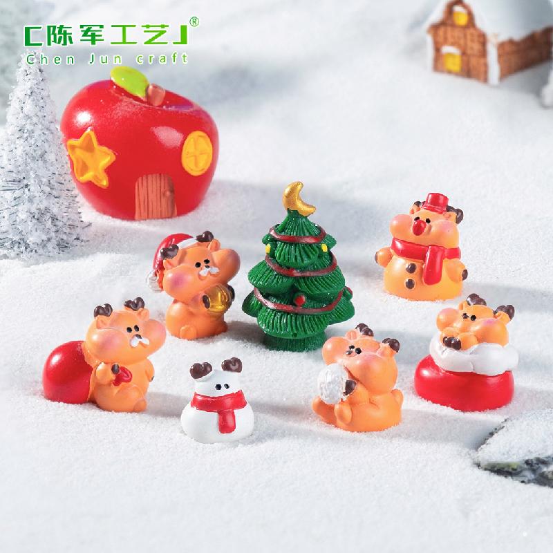 Phụ Kiện Tiểu Cảnh 微景观创意圣诞小麋鹿雪地造景 DIY装饰品配件迷你车载桌面小摆件