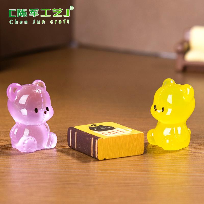 Phụ Kiện Tiểu Cảnh 微景观创意夜光小泰迪公仔娃娃屋 DIY装饰品挂配件迷你树脂小摆件