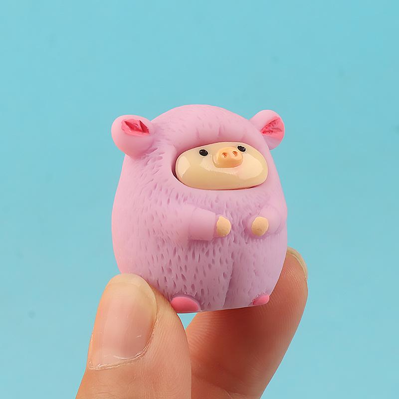 马卡龙可爱猪 饰品 树脂配件diy手工微景观摆件微缩立体挂件材料