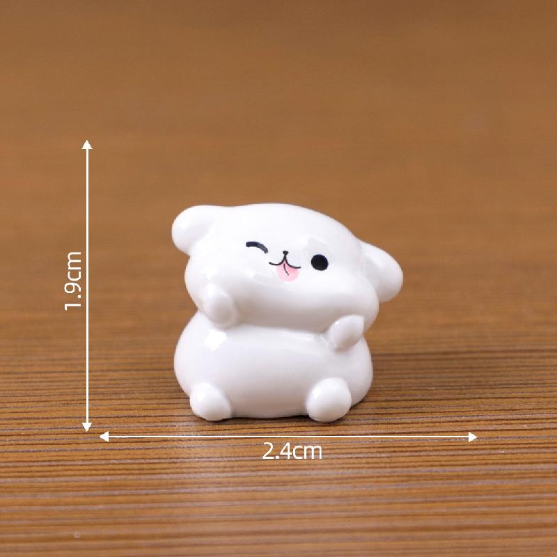 Tiểu cảnh cún trắng nằm DIY, phụ kiện tiểu cảnh mini xe bàn resin garden đáng yêu cute (ZC-1418)