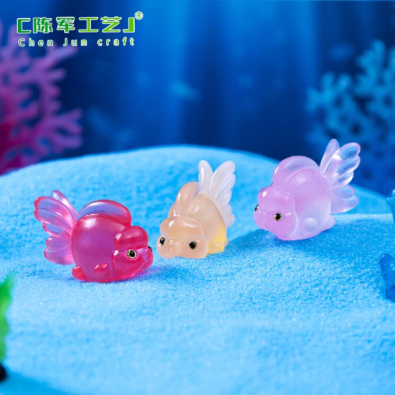 Phụ Kiện Tiểu Cảnh 微景观创意夜光福寿小锦鲤鱼儿海洋造景 DIY装饰品配件迷你小摆件