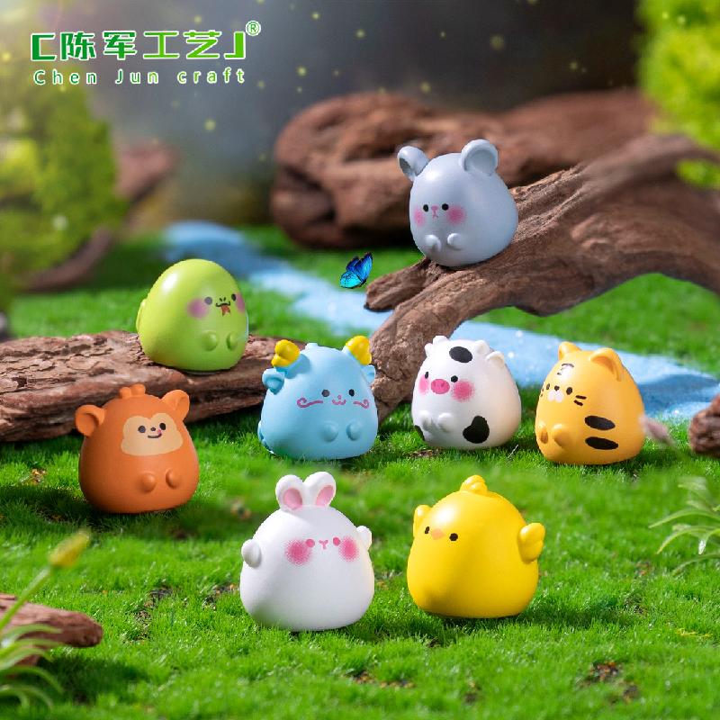Phụ Kiện Tiểu Cảnh 微景观创意可爱十二生肖小动物萌粒公仔 DIY装饰品配件迷你小摆件