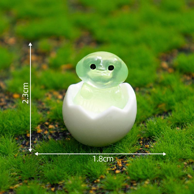 Tiểu cảnh gà & thỏ vỏ trứng phát sáng DIY, phụ kiện tiểu cảnh mini garden resin cute (ZC-1426)