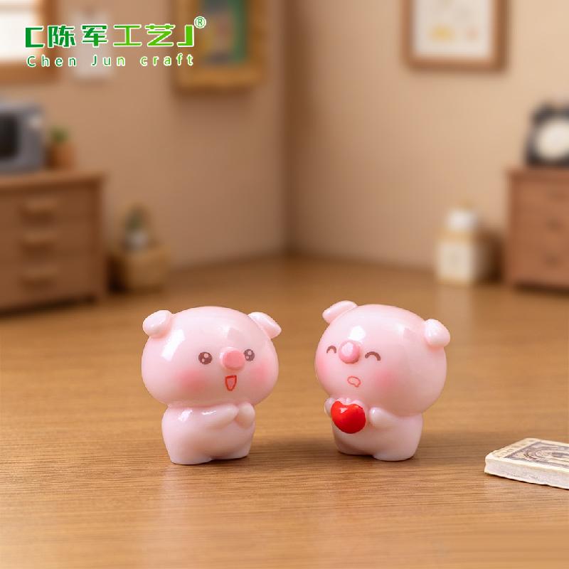 Phụ Kiện Tiểu Cảnh Heo Trái Tim Màu Hồng Mini (PK-685)