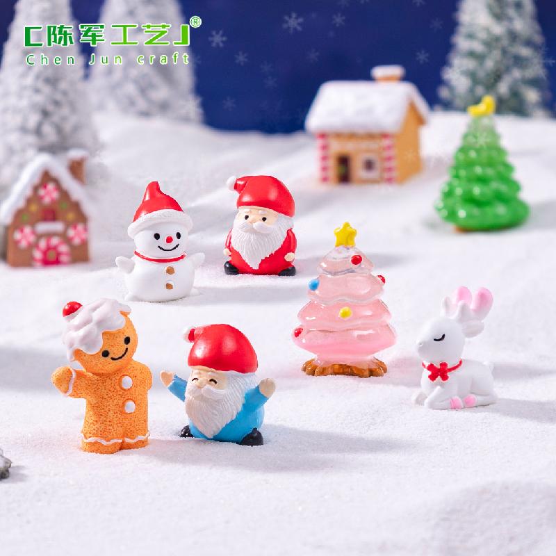 Phụ Kiện Tiểu Cảnh 跨境外贸微景观创意圣诞老人小鹿DIY装饰品挂配件迷你桌面小摆件