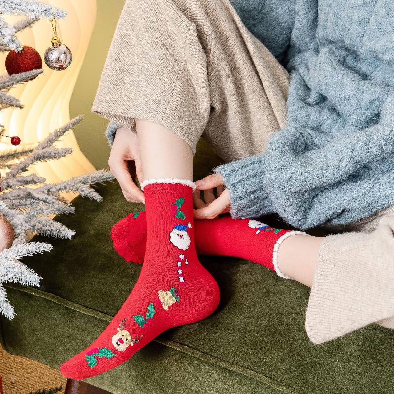 Trang Trí Noel Tất Giáng Sinh nữ: tất Santa, tất tuần lộc, tất cao cổ, thời trang mùa thu đông, sản phẩm mới từ Zhuji.