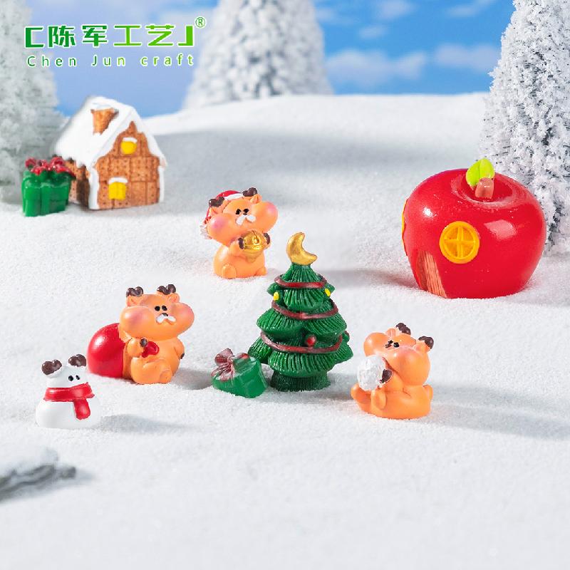 Phụ Kiện Tiểu Cảnh 微景观创意圣诞小麋鹿雪地造景 DIY装饰品配件迷你车载桌面小摆件