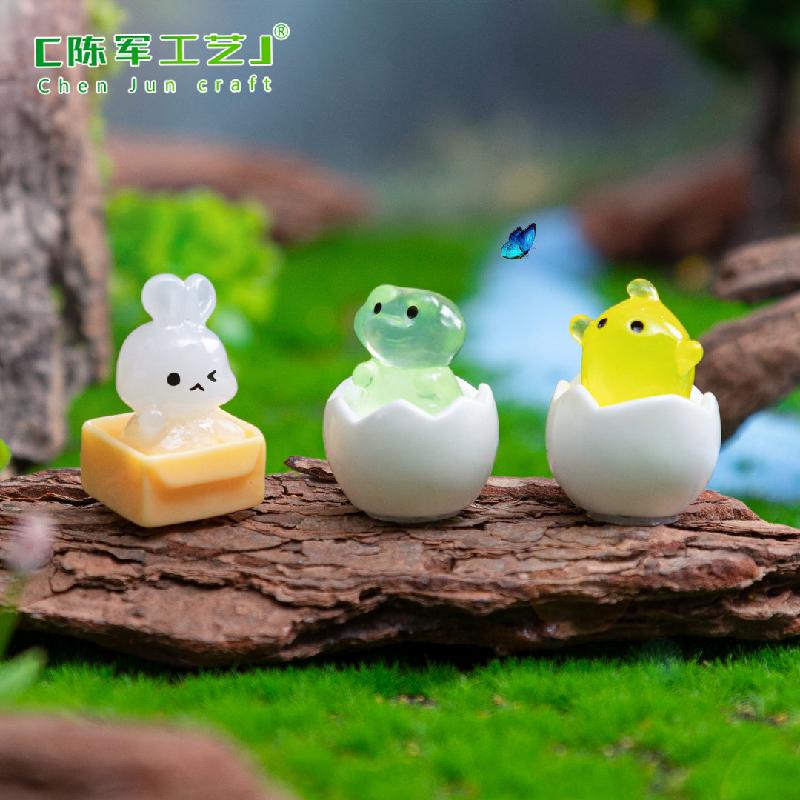 Phụ Kiện Tiểu Cảnh 微景观创意夜光蛋壳小鸡小兔公仔园艺造景 DIY装饰品配件迷你小摆