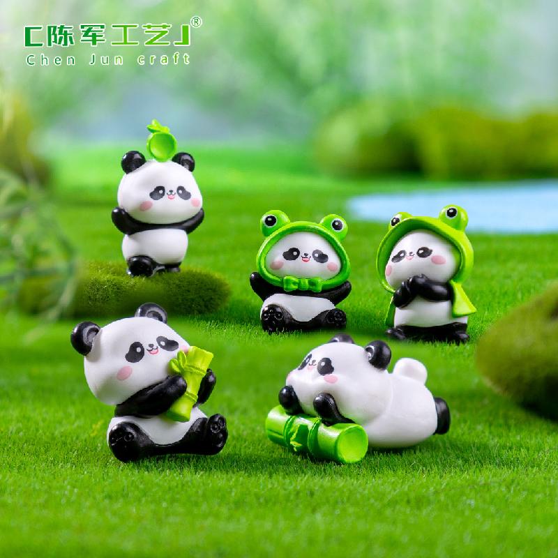 Phụ Kiện Tiểu Cảnh 微景观创意可爱青蛙熊猫公仔 DIY装饰品挂配件迷你车载桌面小摆件