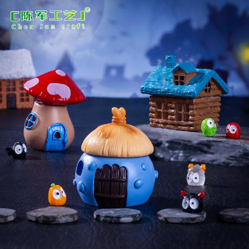 跨境外贸微景观创意发光房子万圣节造景DIY装饰品配件迷你小摆件