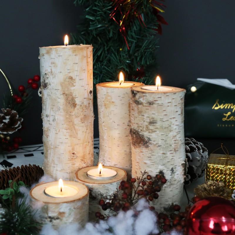 Trang Trí Noel Gốc cây bạch dương tự nhiên kiểu Bắc Âu cho Giáng Sinh - trang trí tự nhiên cho đám cưới, tiệc và lễ hội, lý tưởng để làm chân nến và phụ kiện trang trí.