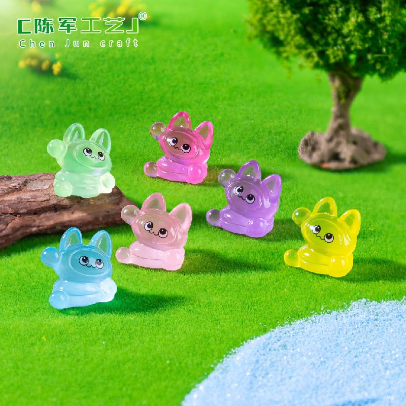 Phụ Kiện Tiểu Cảnh 跨境外贸微景观夜光呆呆小猫公仔萌粒 DIY装饰品挂配件迷你小摆件