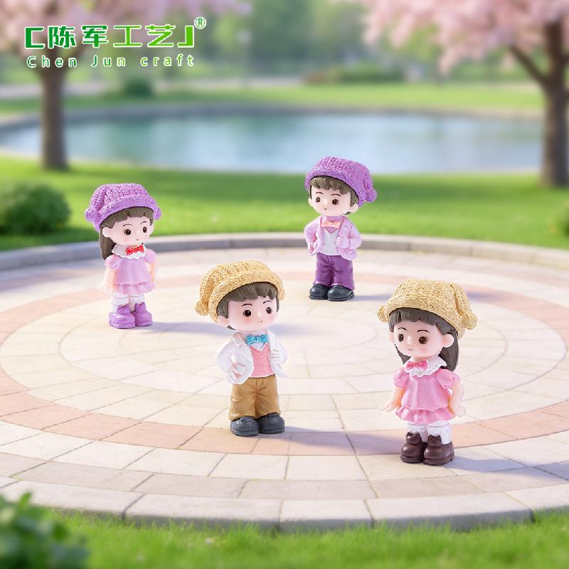 Tiểu cảnh đôi tình nhân mũ chú hề mini trang trí xe DIY (ZC-1065)
