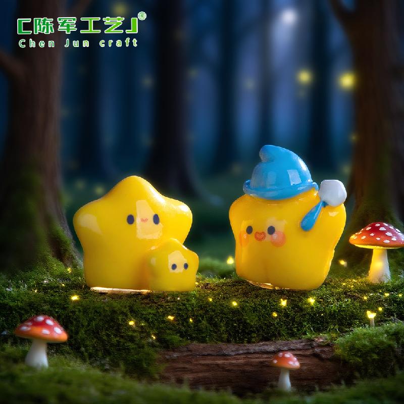 Phụ Kiện Tiểu Cảnh 创意夜光Q萌天使小黄星萌粒园艺造景DIY装饰品挂配件微景观小摆件