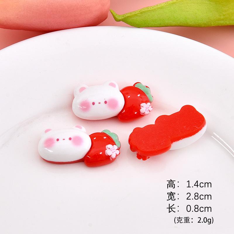 Gấu dâu hoa anh đào resin, phụ kiện DIY (NX-622)