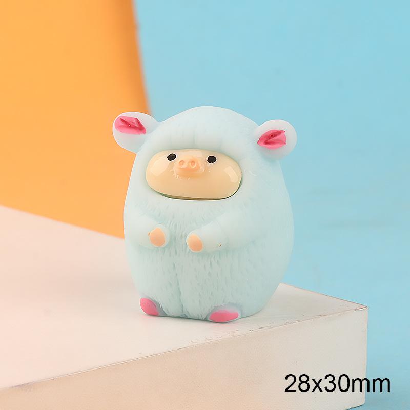 马卡龙可爱猪 饰品 树脂配件diy手工微景观摆件微缩立体挂件材料