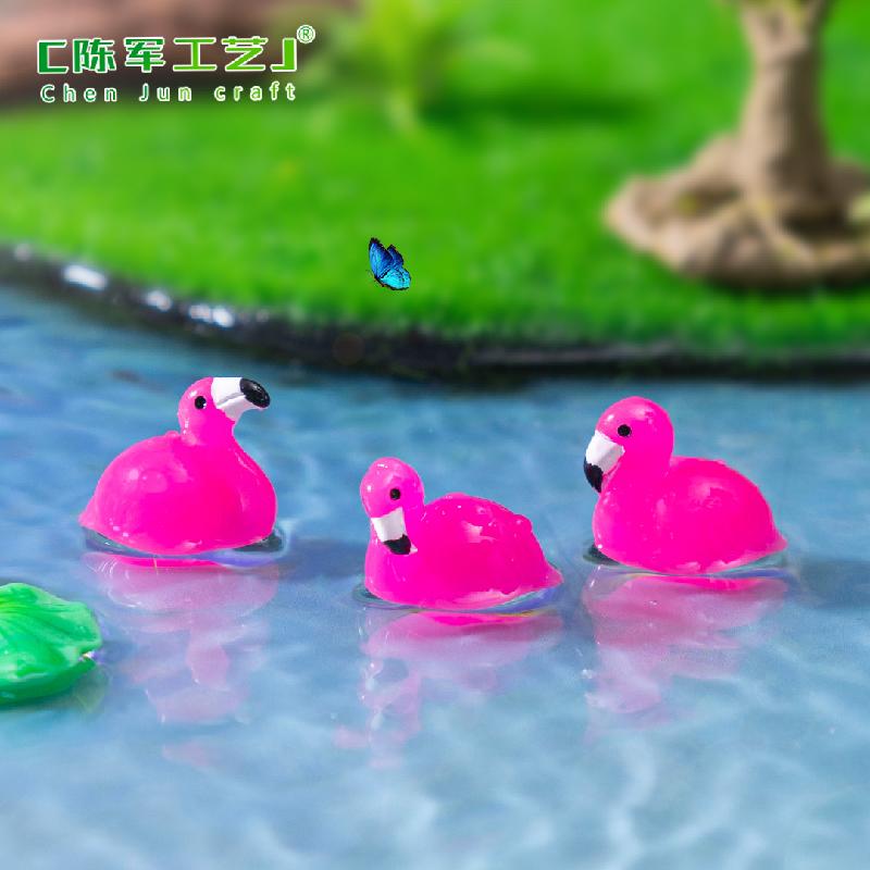 Phụ Kiện Tiểu Cảnh 跨境外贸微景观创意迷你火烈鸟公仔萌粒 DIY装饰品配件树脂小摆件
