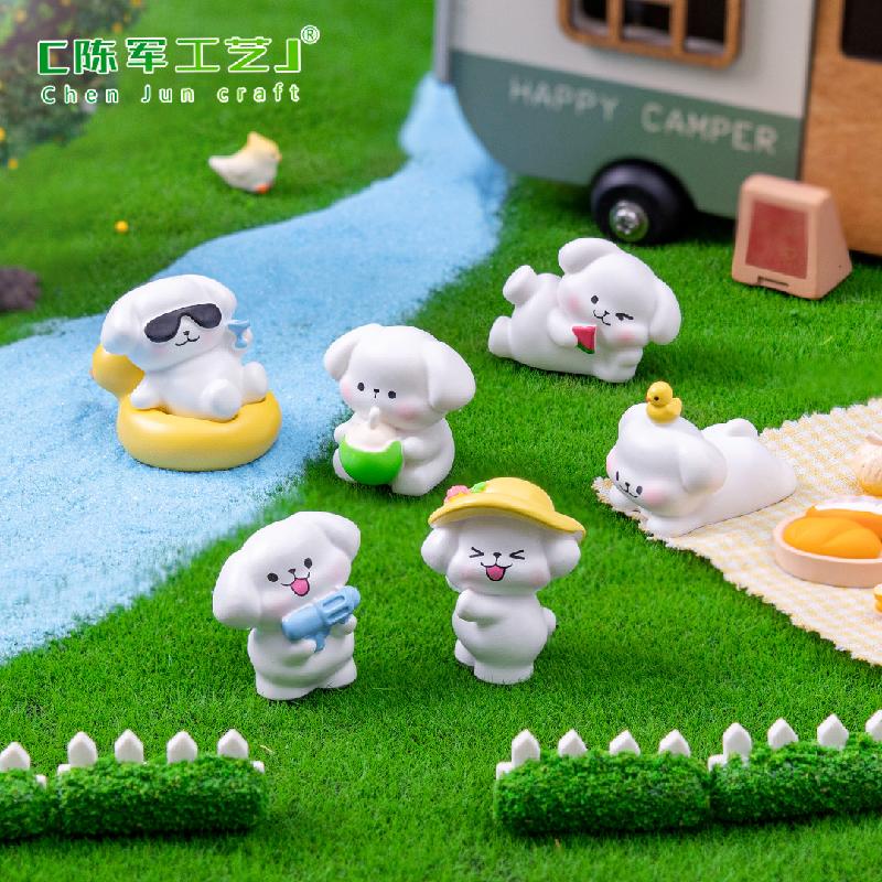 Phụ Kiện Tiểu Cảnh 微景观创意可爱休闲小狗公仔DIY装饰品挂配件迷你车载桌面小摆件