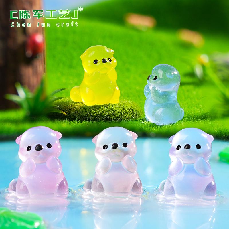 Phụ Kiện Tiểu Cảnh 微景观创意夜光小海獭动物鱼缸造景 DIY装饰品配件迷你生态瓶小摆