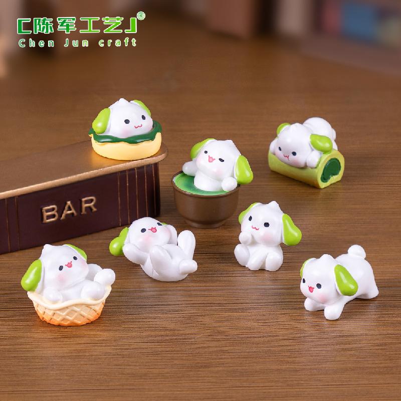 Phụ Kiện Tiểu Cảnh 微景观创意可爱甜品抹茶小狗娃娃屋 DIY装饰品配件迷你桌面小摆件