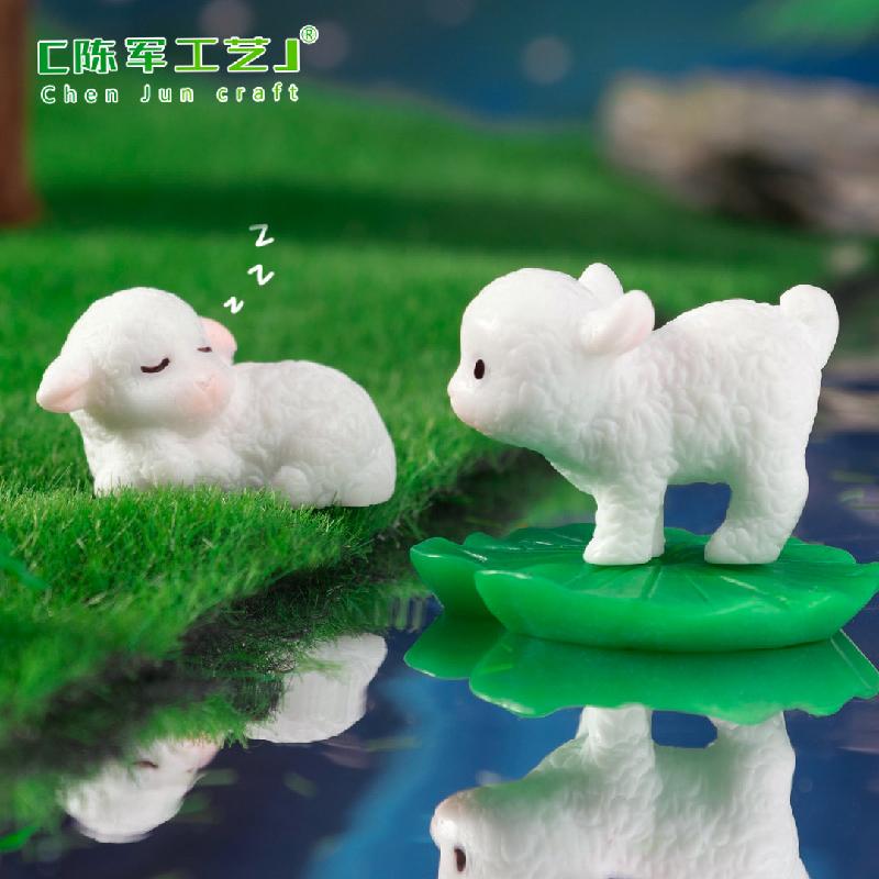 Phụ Kiện Tiểu Cảnh 跨境苔藓微景观创意可爱小羊羔动物公仔 DIY装饰品配件迷你小摆件