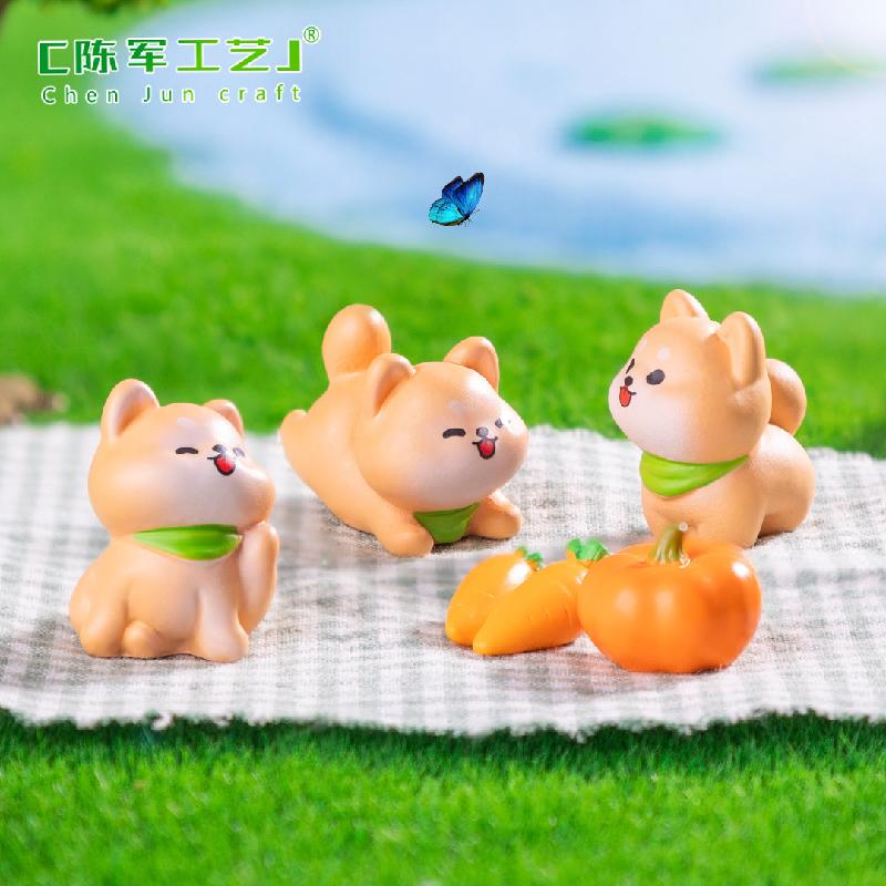 Phụ Kiện Tiểu Cảnh 可爱豆柴犬小狗公仔 园艺造景diy装饰品配件微景观桌面车载小摆件