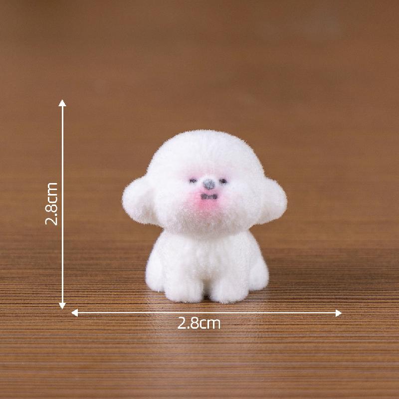 Tiểu cảnh cún trắng lông mềm, búp bê DIY, phụ kiện bàn xe hơi tiểu cảnh mini (ZC-368)