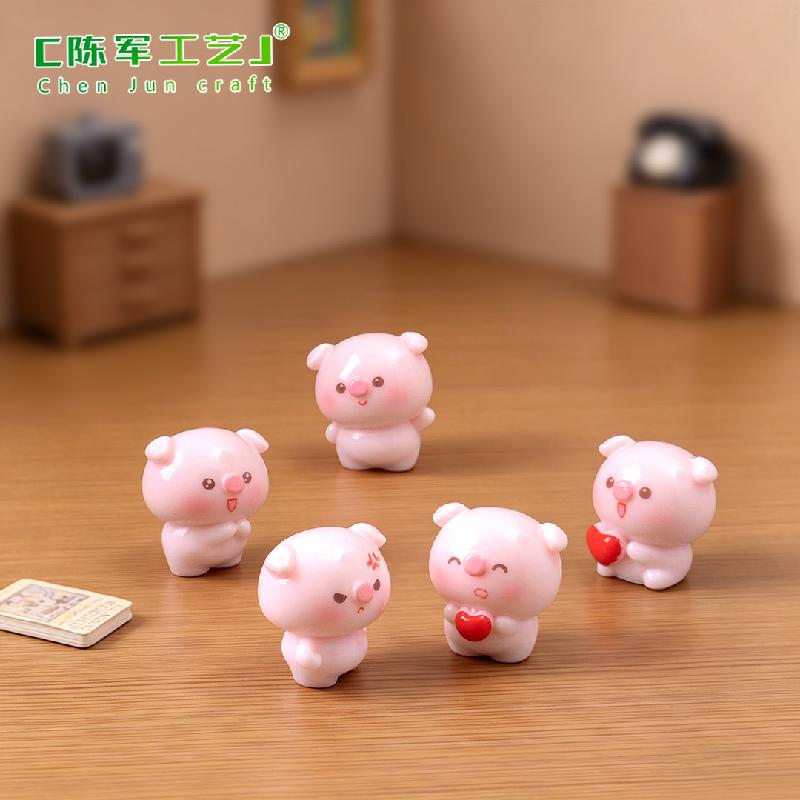 Phụ Kiện Tiểu Cảnh Heo Trái Tim Màu Hồng Mini (PK-685)