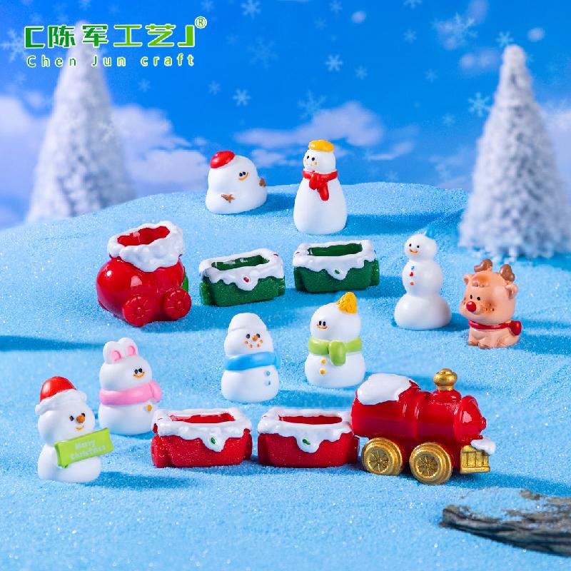 Phụ Kiện Tiểu Cảnh 跨境新品微景观创意雪人麋鹿圣诞节 DIY装饰品配件迷你树脂小摆件