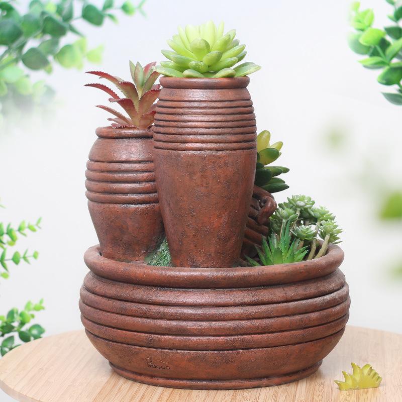 Chậu Cây Resin Chậu cây resin giả chum đất nung, chậu mọng nước mini, trang trí ban công và tiểu cảnh (RG-257)