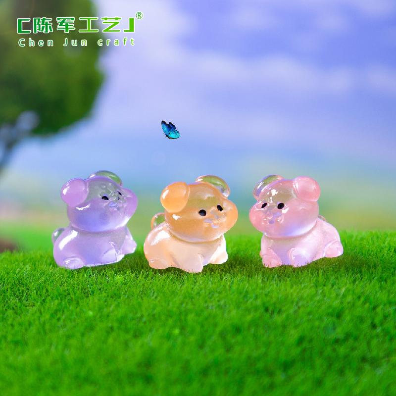 Phụ Kiện Tiểu Cảnh 跨境新品微景观可爱夜光哈巴狗公仔园艺造景 diy装饰品配件小摆件