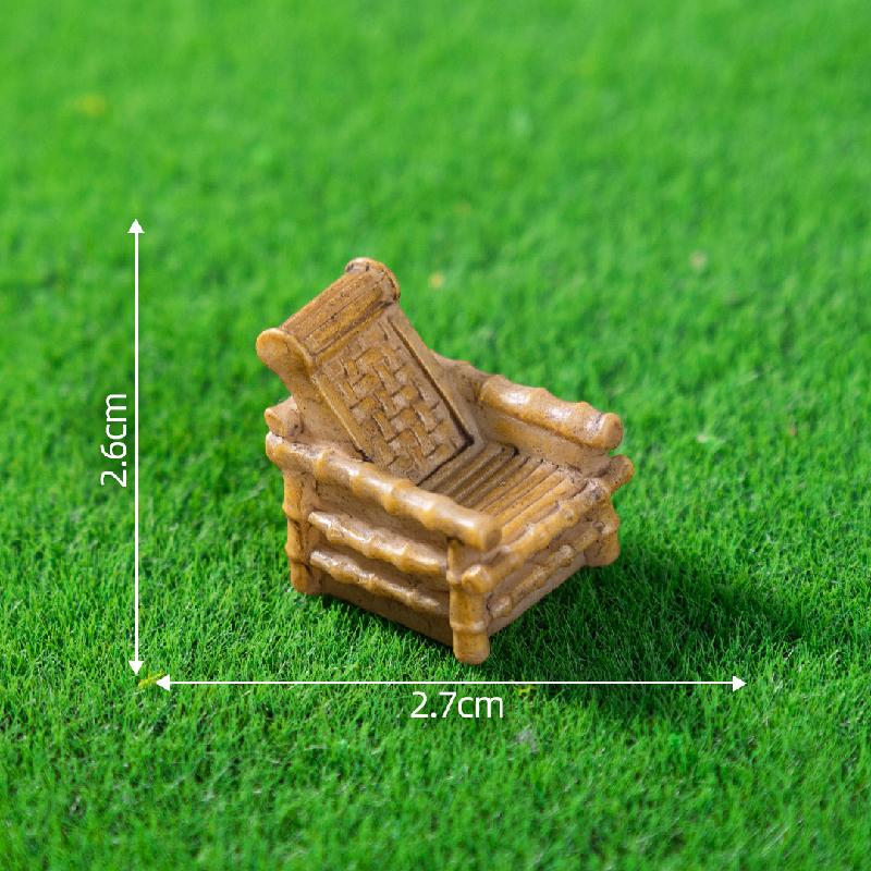 Tiểu cảnh ghế tre cổ, xe đẩy mini, sân vườn DIY, phụ kiện bàn tiểu cảnh đáng yêu (ZC-228)