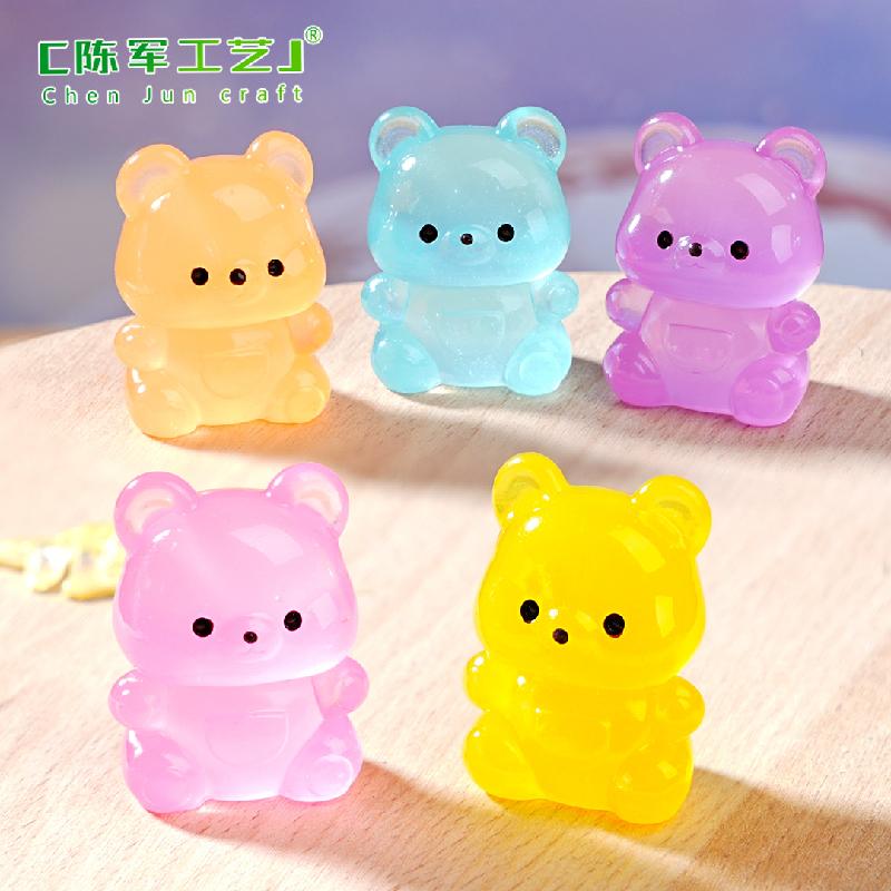 Phụ Kiện Tiểu Cảnh 微景观创意可爱卡通透色夜光小熊 DIY装饰品挂配件迷你桌面小摆件