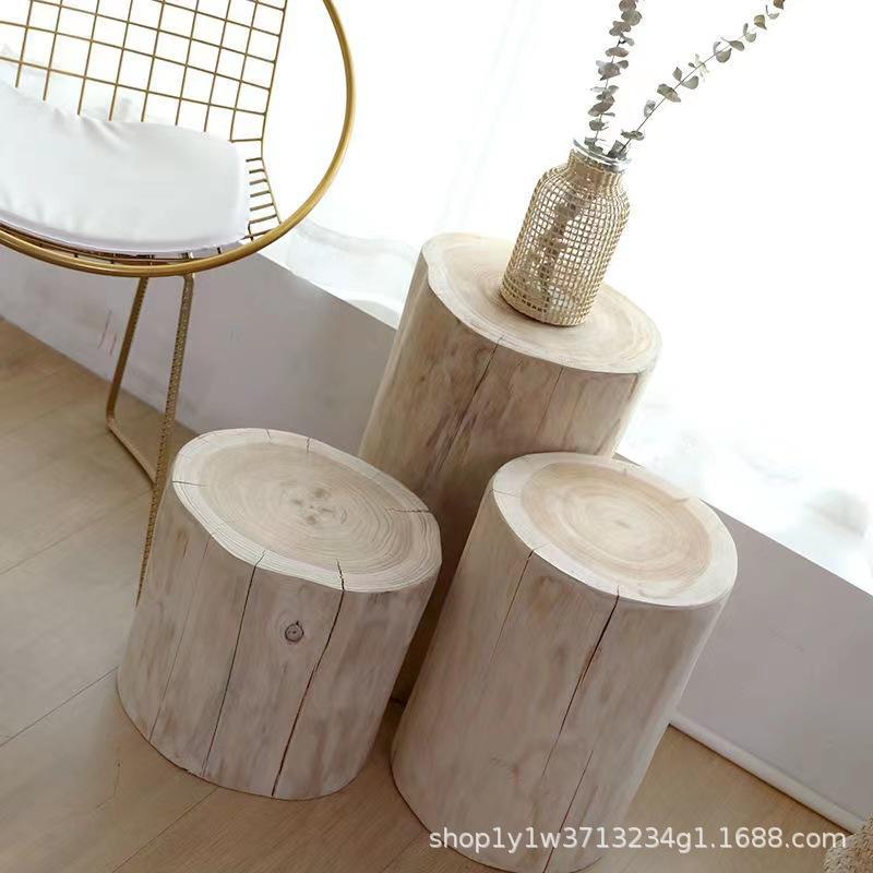 Gốc cây, trụ gỗ, ghế gỗ đặc, cửa hàng quần áo, ghế đẩu thay giày, tủ đầu giường, cạnh chạm khắc rễ cây, một số đế trang trí, ghế đẩu bàn cà phê bằng gỗ (GL-2)